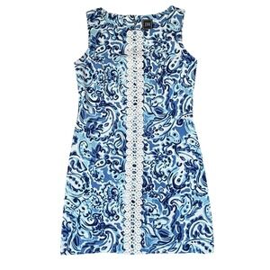 JH Jessica Howard Dress Women's Size 12 Blue Floral‎ White Lace Front Coquette